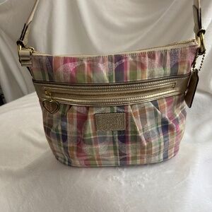 Coach Poppy Daisy Madras Plaid Crossbody Purse